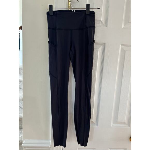 LuluLemon Fast & Free Black 7/8 Full Length Side Pocket Leggings - Picture 1 of 6